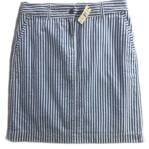 NWT Talbots Petites 4P White and Blue Cotton A Line Skirt